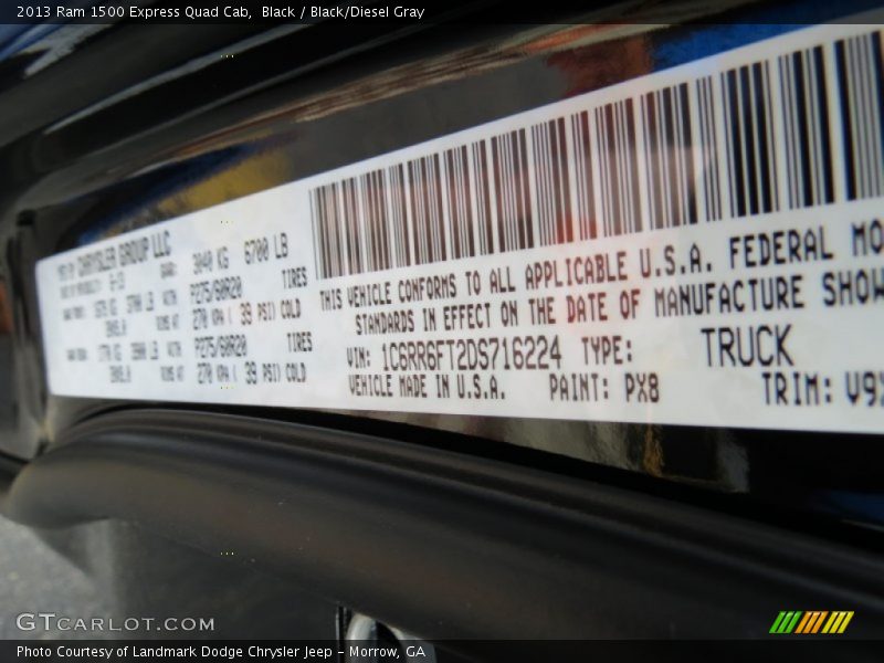 Black / Black/Diesel Gray 2013 Ram 1500 Express Quad Cab