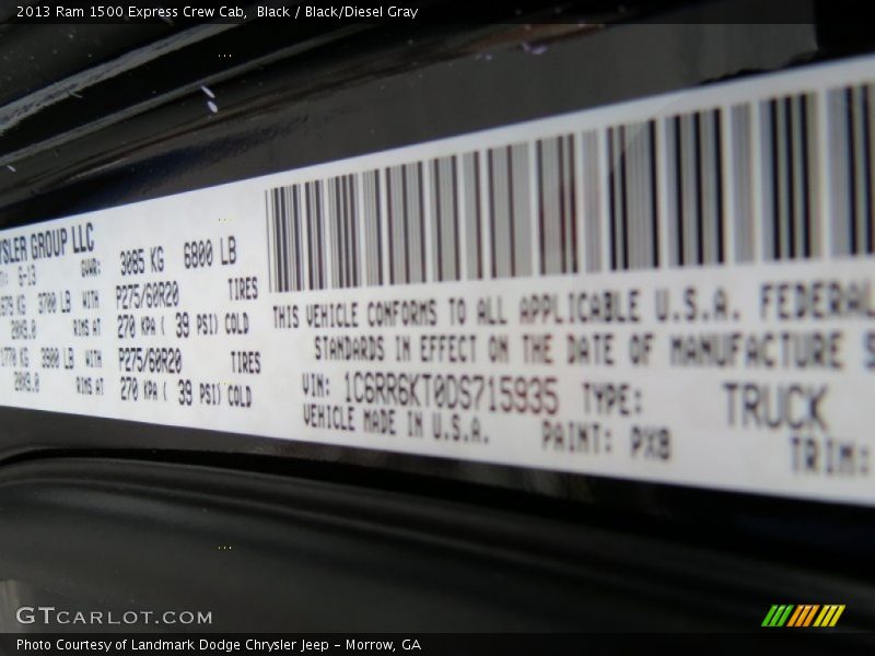 Black / Black/Diesel Gray 2013 Ram 1500 Express Crew Cab