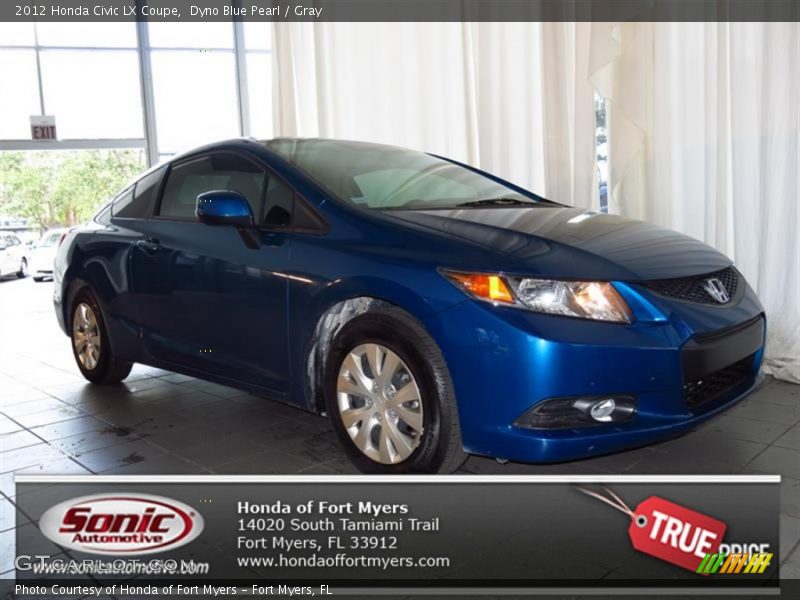 Dyno Blue Pearl / Gray 2012 Honda Civic LX Coupe