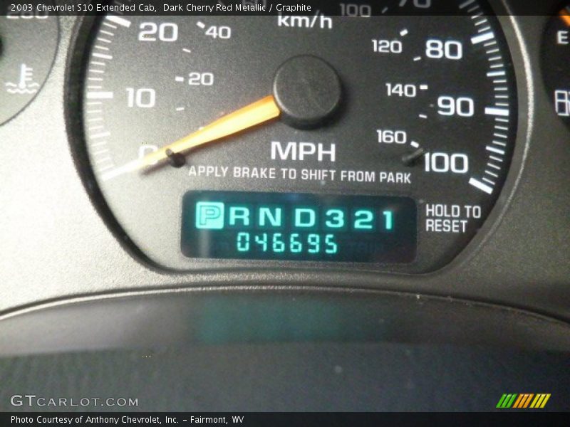 Dark Cherry Red Metallic / Graphite 2003 Chevrolet S10 Extended Cab