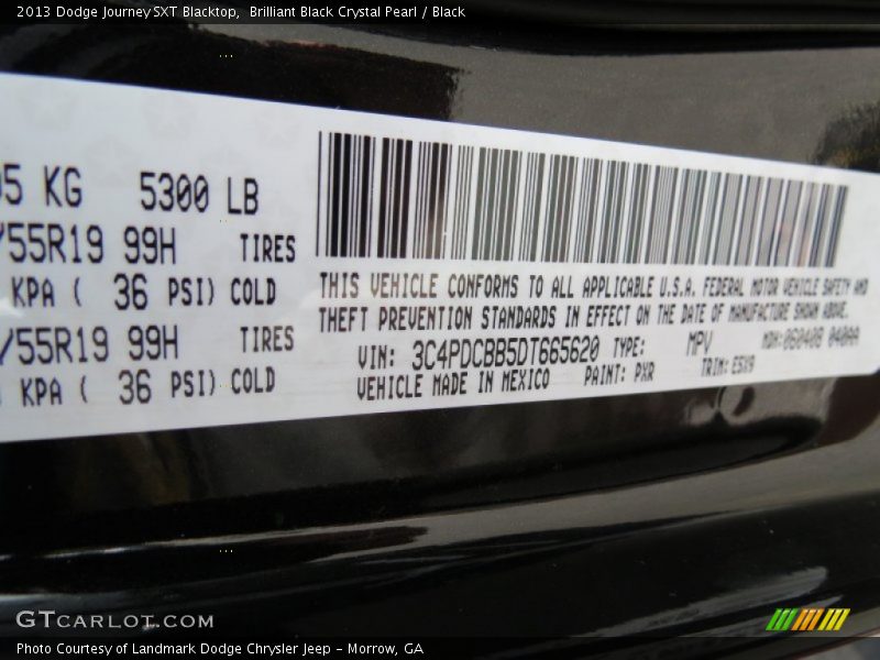 Brilliant Black Crystal Pearl / Black 2013 Dodge Journey SXT Blacktop