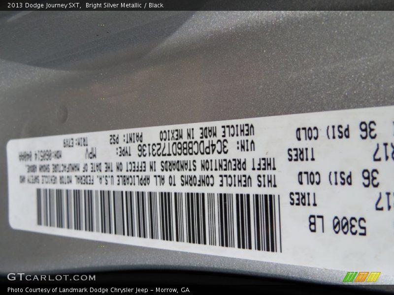 Bright Silver Metallic / Black 2013 Dodge Journey SXT