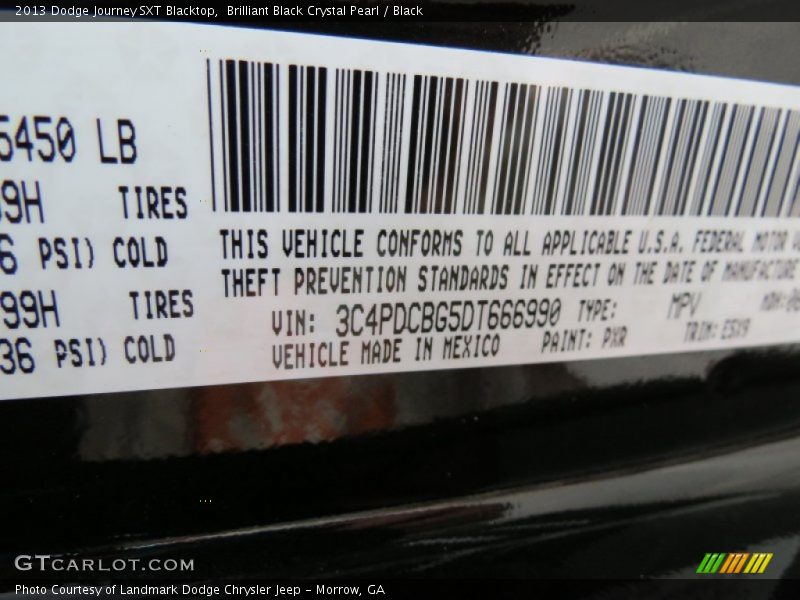Brilliant Black Crystal Pearl / Black 2013 Dodge Journey SXT Blacktop