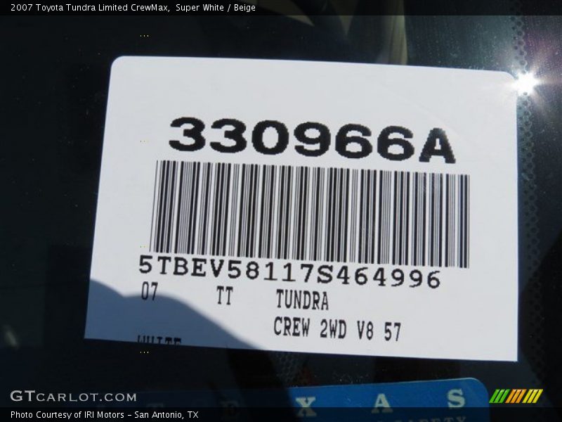 Super White / Beige 2007 Toyota Tundra Limited CrewMax