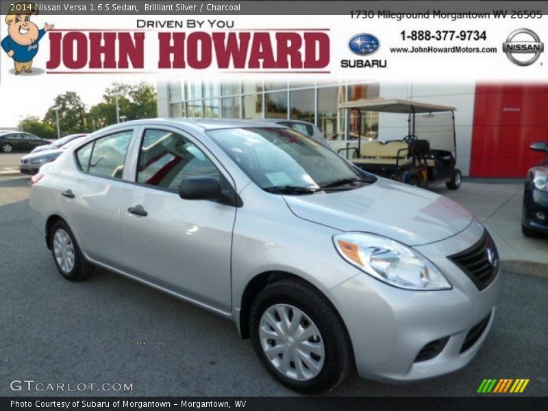 Brilliant Silver / Charcoal 2014 Nissan Versa 1.6 S Sedan