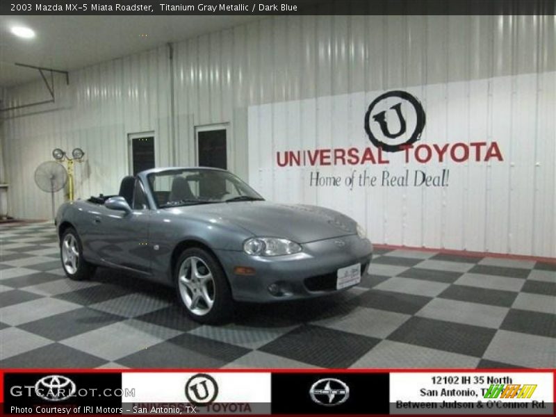 Titanium Gray Metallic / Dark Blue 2003 Mazda MX-5 Miata Roadster