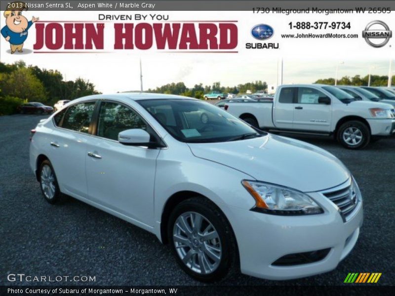 Aspen White / Marble Gray 2013 Nissan Sentra SL