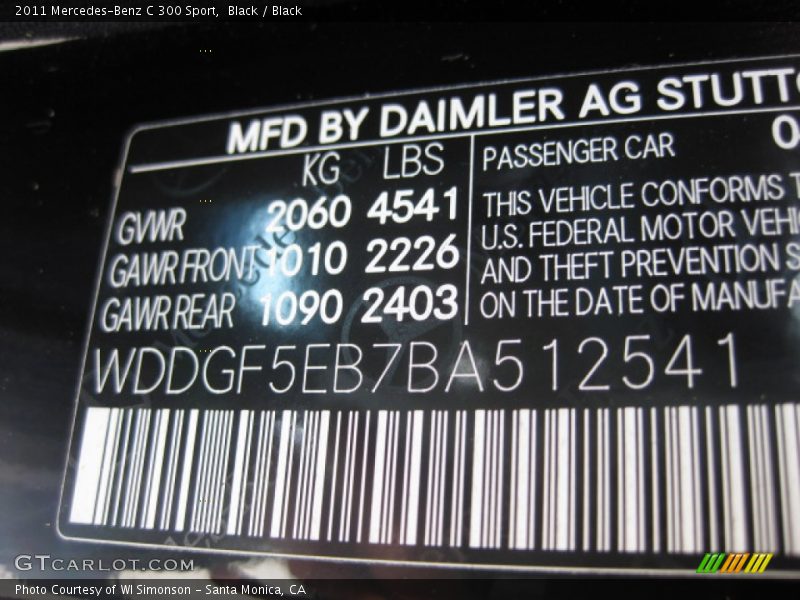 Black / Black 2011 Mercedes-Benz C 300 Sport