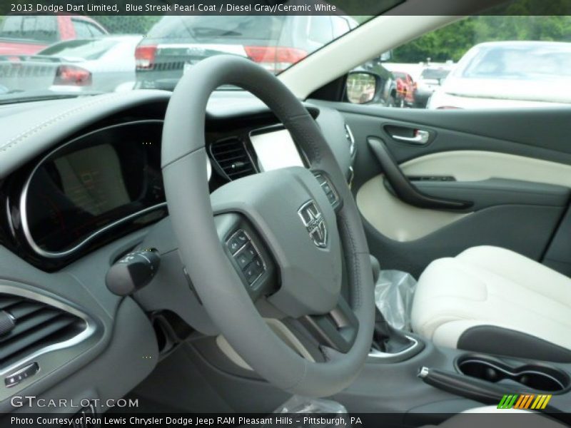 Blue Streak Pearl Coat / Diesel Gray/Ceramic White 2013 Dodge Dart Limited