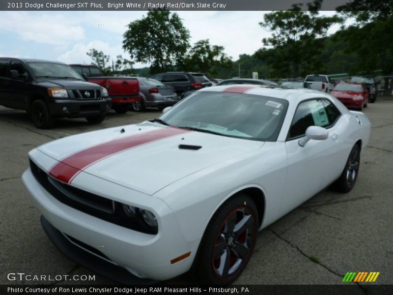 Bright White / Radar Red/Dark Slate Gray 2013 Dodge Challenger SXT Plus