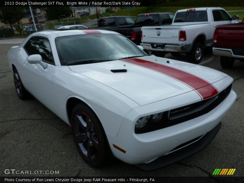 Bright White / Radar Red/Dark Slate Gray 2013 Dodge Challenger SXT Plus