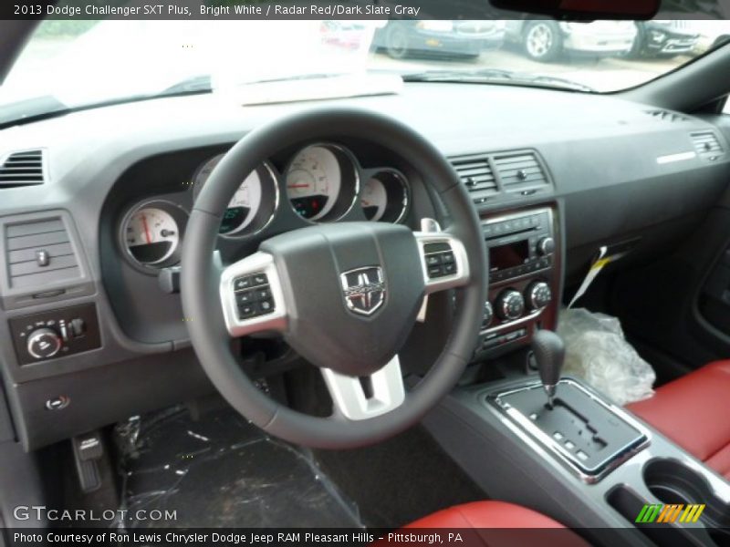 Bright White / Radar Red/Dark Slate Gray 2013 Dodge Challenger SXT Plus