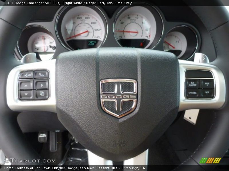 Bright White / Radar Red/Dark Slate Gray 2013 Dodge Challenger SXT Plus