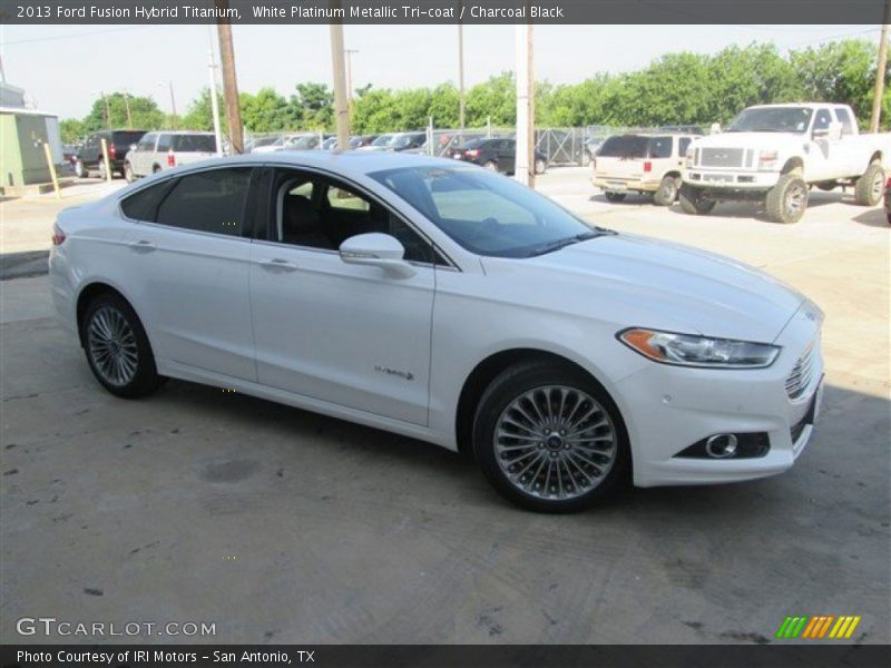 White Platinum Metallic Tri-coat / Charcoal Black 2013 Ford Fusion Hybrid Titanium