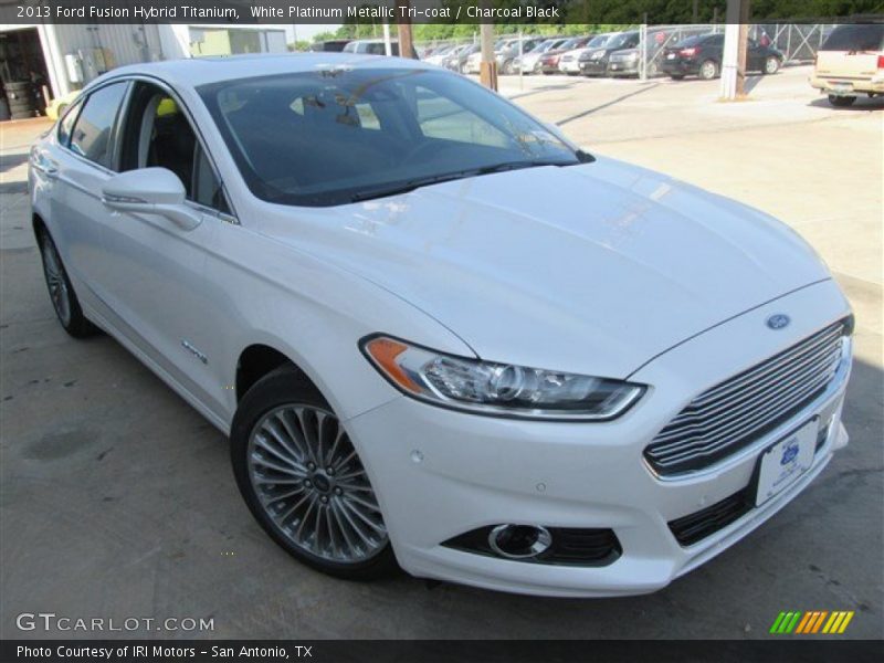 White Platinum Metallic Tri-coat / Charcoal Black 2013 Ford Fusion Hybrid Titanium