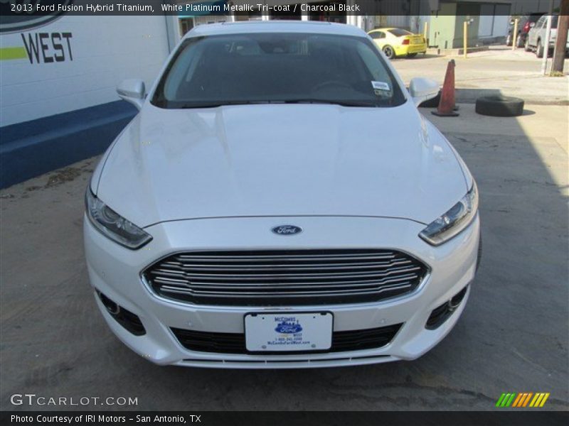 White Platinum Metallic Tri-coat / Charcoal Black 2013 Ford Fusion Hybrid Titanium