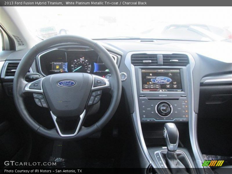 White Platinum Metallic Tri-coat / Charcoal Black 2013 Ford Fusion Hybrid Titanium