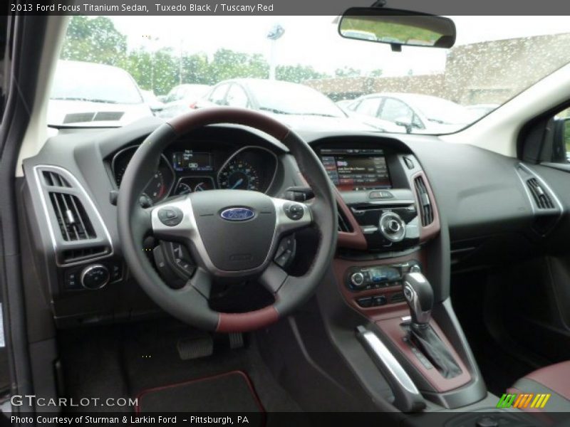 Tuxedo Black / Tuscany Red 2013 Ford Focus Titanium Sedan