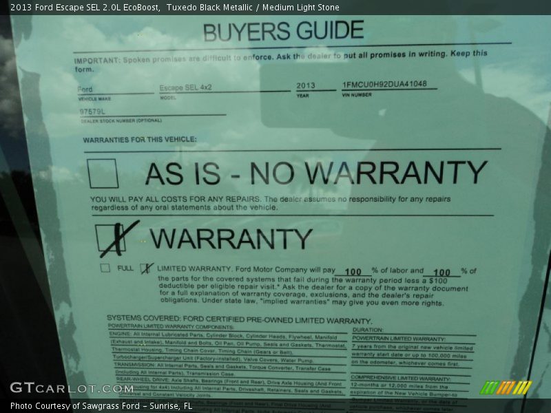 Tuxedo Black Metallic / Medium Light Stone 2013 Ford Escape SEL 2.0L EcoBoost