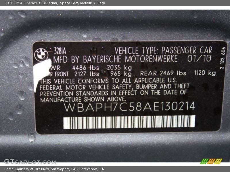 Space Gray Metallic / Black 2010 BMW 3 Series 328i Sedan