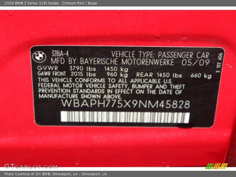 Crimson Red / Beige 2009 BMW 3 Series 328i Sedan