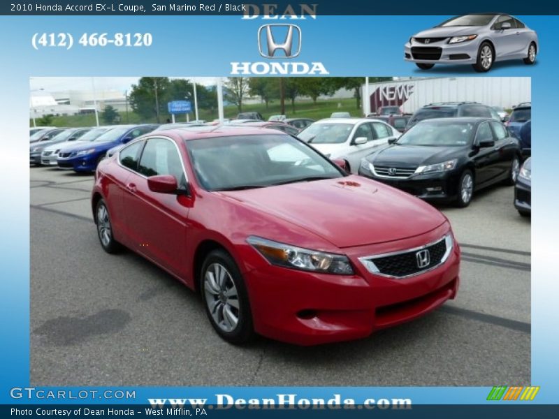 San Marino Red / Black 2010 Honda Accord EX-L Coupe