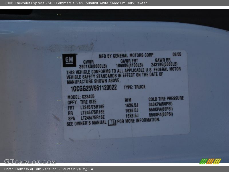 Summit White / Medium Dark Pewter 2006 Chevrolet Express 2500 Commercial Van