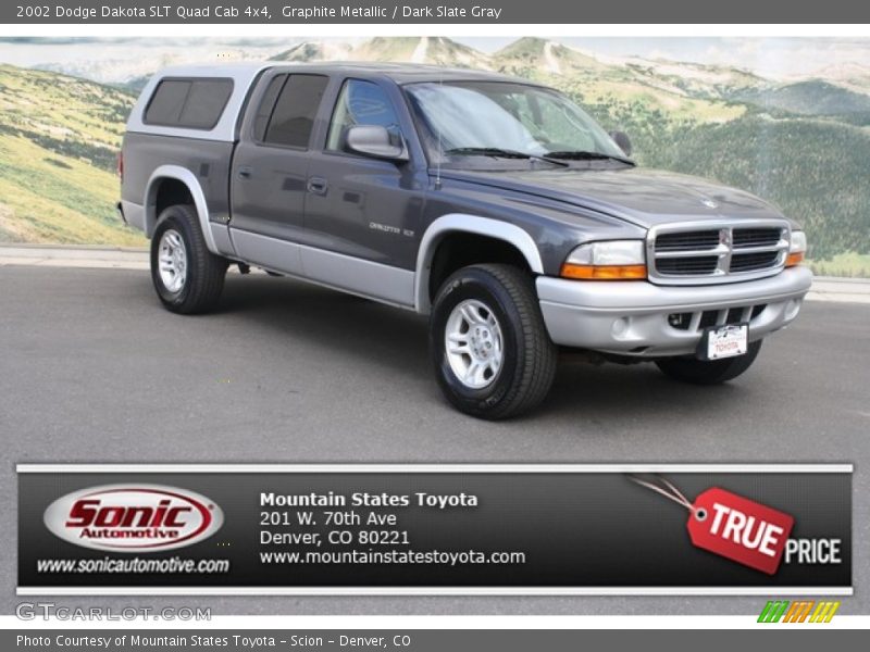 Graphite Metallic / Dark Slate Gray 2002 Dodge Dakota SLT Quad Cab 4x4