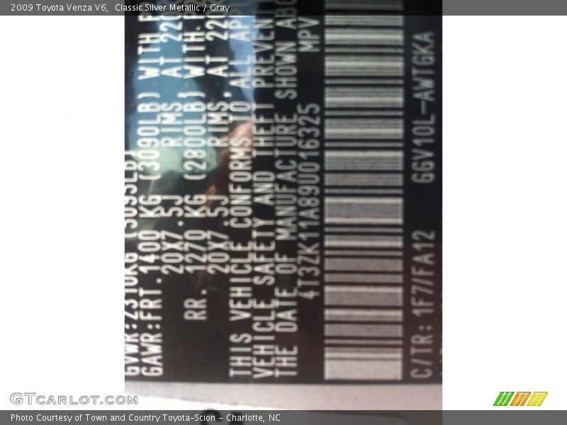Classic Silver Metallic / Gray 2009 Toyota Venza V6