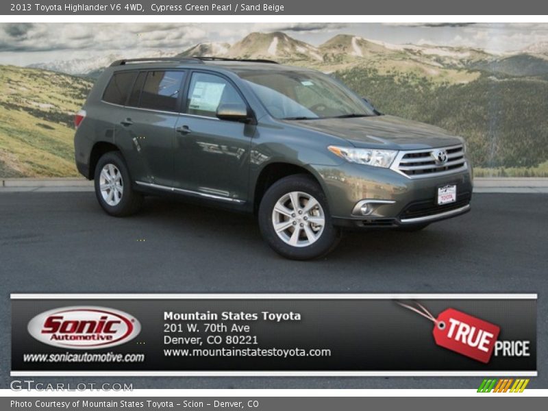 Cypress Green Pearl / Sand Beige 2013 Toyota Highlander V6 4WD