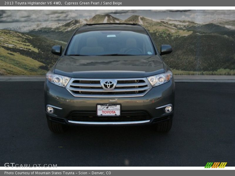 Cypress Green Pearl / Sand Beige 2013 Toyota Highlander V6 4WD