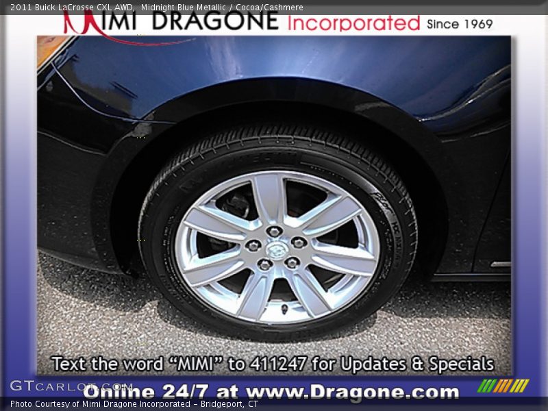 Midnight Blue Metallic / Cocoa/Cashmere 2011 Buick LaCrosse CXL AWD