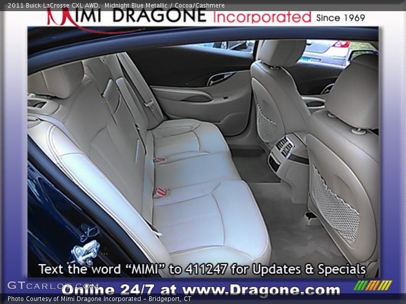 Midnight Blue Metallic / Cocoa/Cashmere 2011 Buick LaCrosse CXL AWD