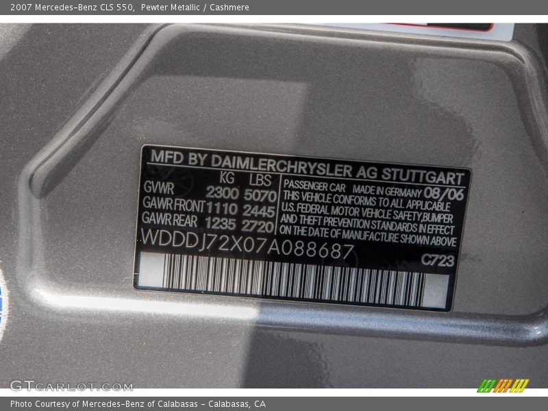 Pewter Metallic / Cashmere 2007 Mercedes-Benz CLS 550