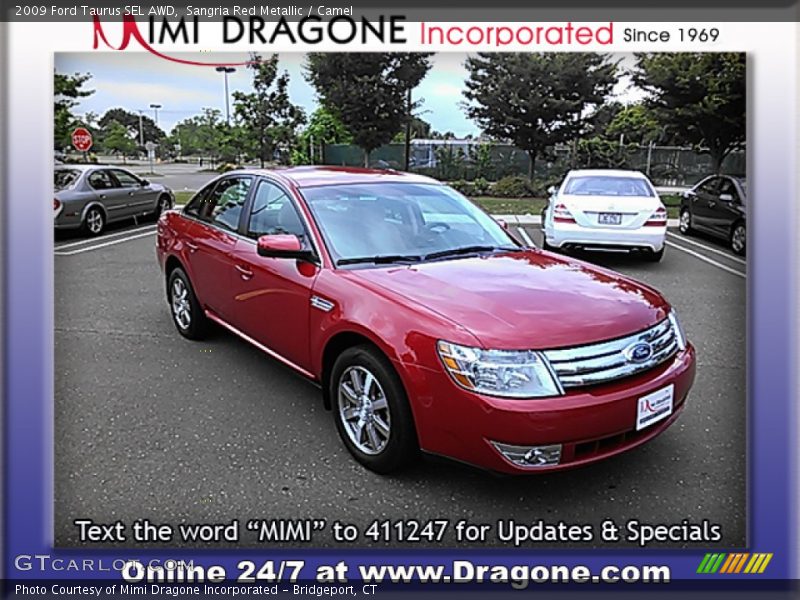 Sangria Red Metallic / Camel 2009 Ford Taurus SEL AWD