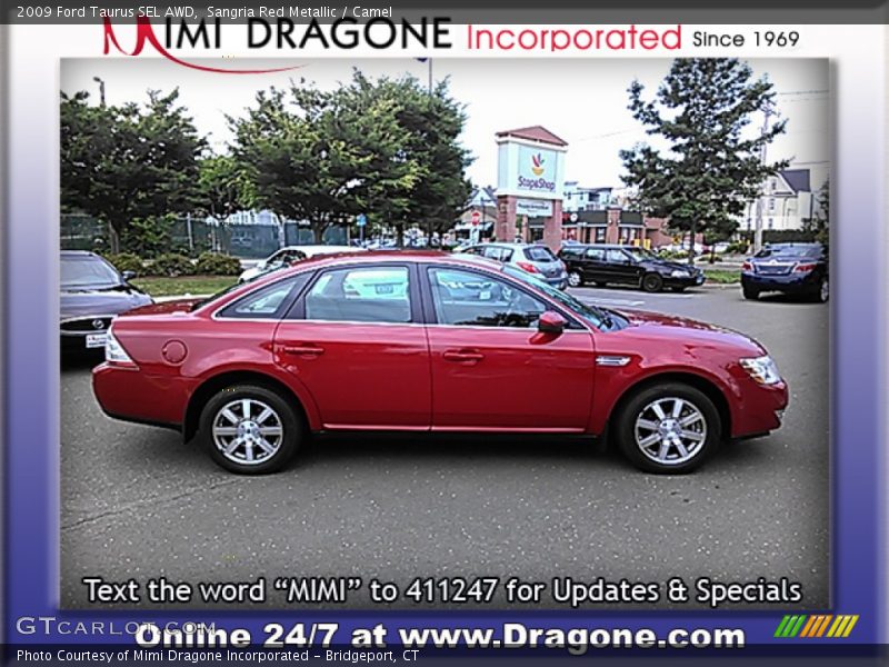 Sangria Red Metallic / Camel 2009 Ford Taurus SEL AWD