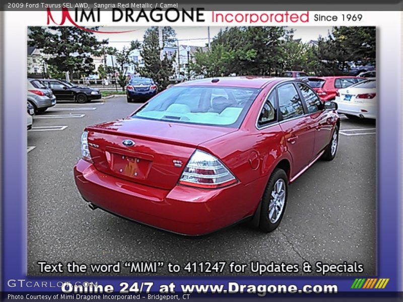 Sangria Red Metallic / Camel 2009 Ford Taurus SEL AWD
