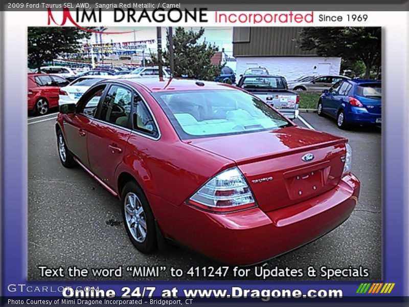 Sangria Red Metallic / Camel 2009 Ford Taurus SEL AWD