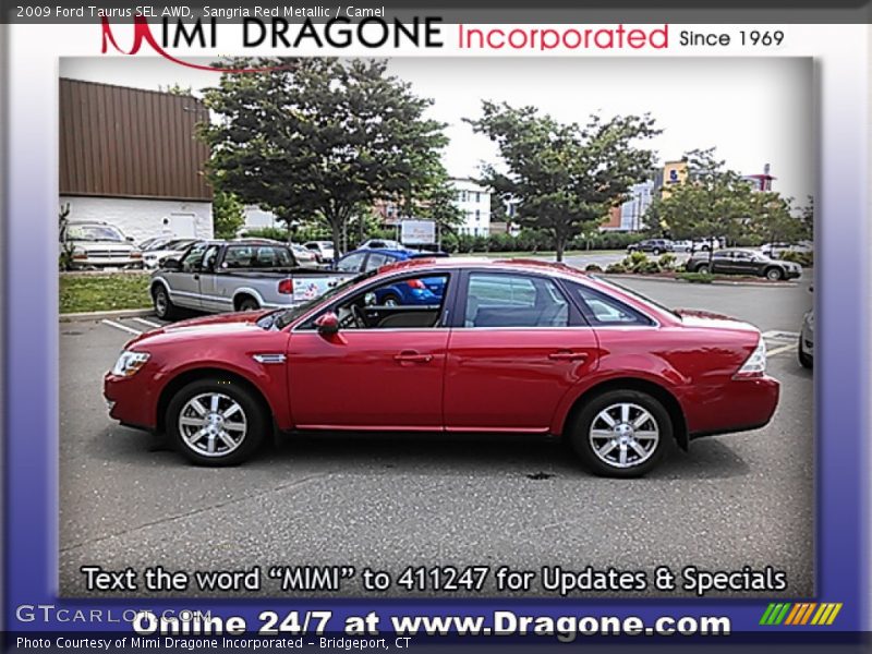 Sangria Red Metallic / Camel 2009 Ford Taurus SEL AWD