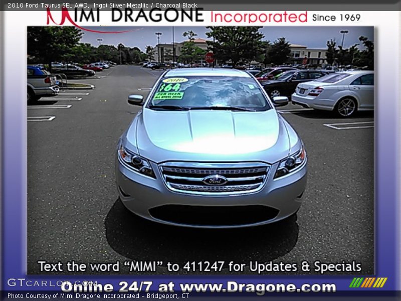 Ingot Silver Metallic / Charcoal Black 2010 Ford Taurus SEL AWD