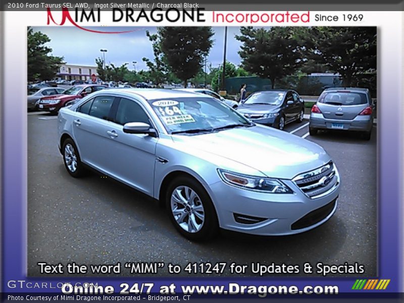 Ingot Silver Metallic / Charcoal Black 2010 Ford Taurus SEL AWD