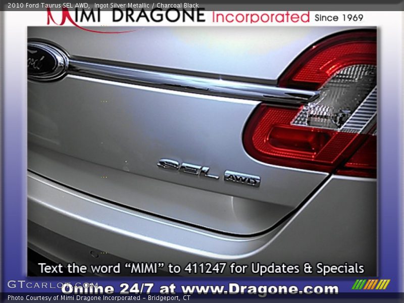 Ingot Silver Metallic / Charcoal Black 2010 Ford Taurus SEL AWD