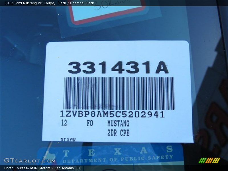 Black / Charcoal Black 2012 Ford Mustang V6 Coupe