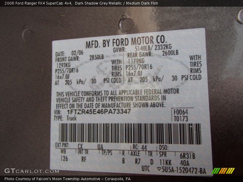 Dark Shadow Grey Metallic / Medium Dark Flint 2006 Ford Ranger FX4 SuperCab 4x4