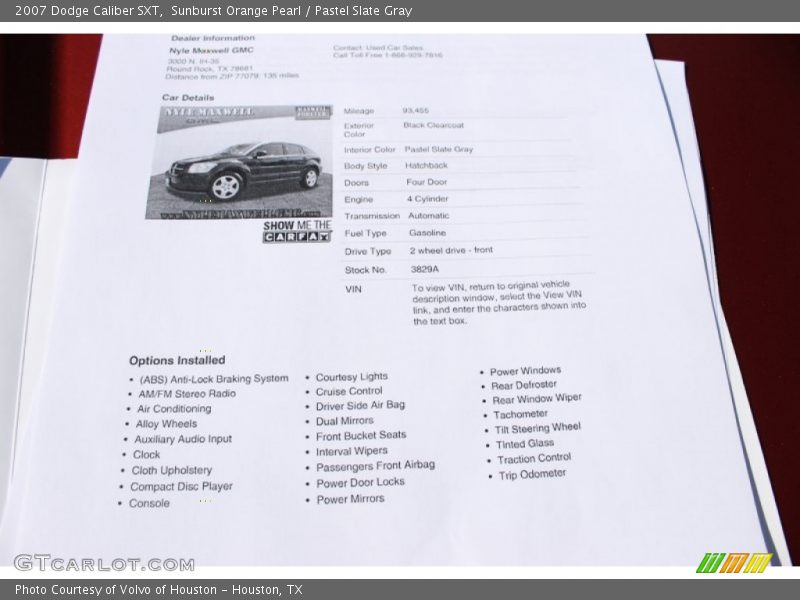 Sunburst Orange Pearl / Pastel Slate Gray 2007 Dodge Caliber SXT