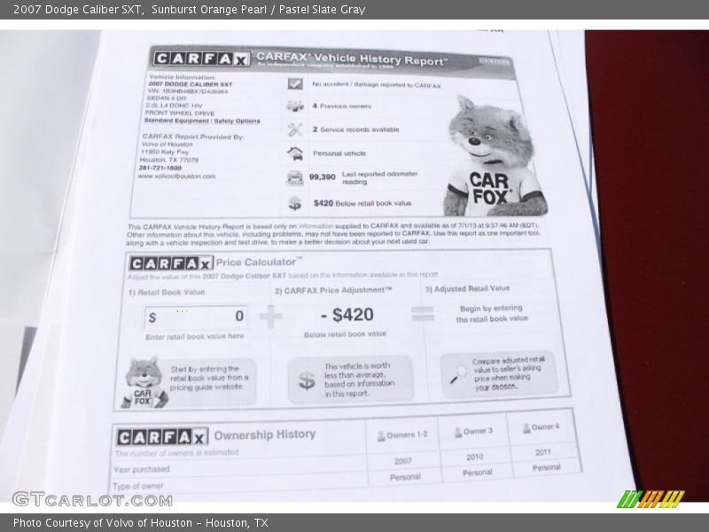 Sunburst Orange Pearl / Pastel Slate Gray 2007 Dodge Caliber SXT