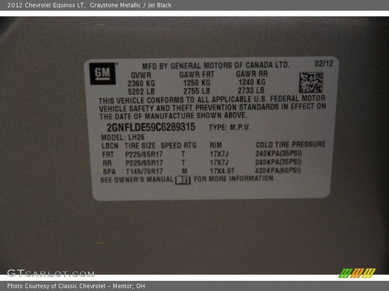 Graystone Metallic / Jet Black 2012 Chevrolet Equinox LT