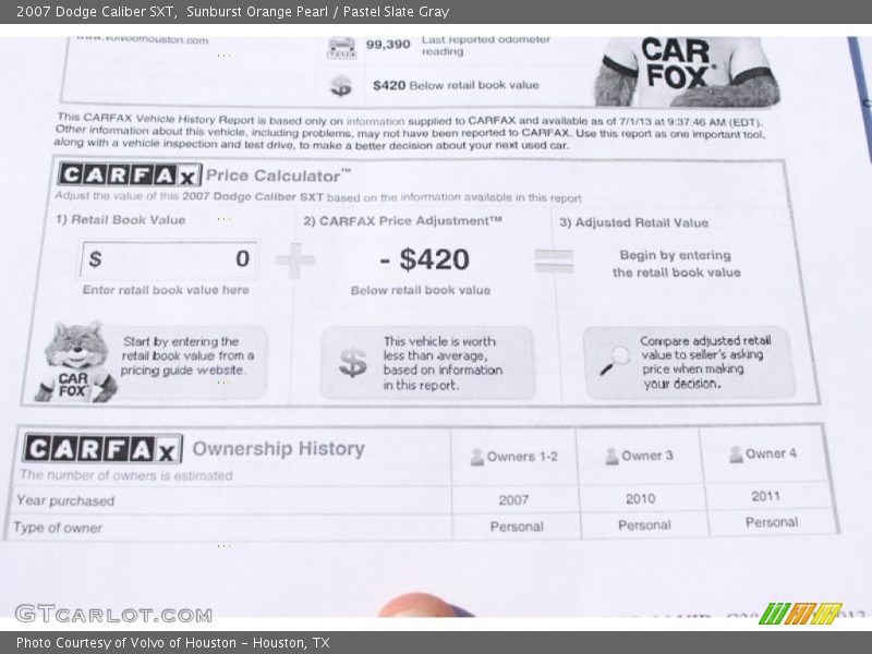 Sunburst Orange Pearl / Pastel Slate Gray 2007 Dodge Caliber SXT