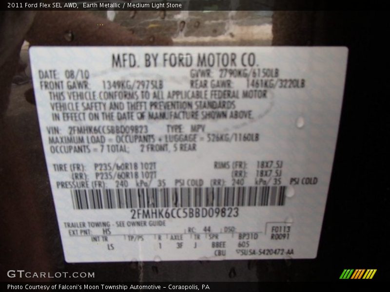 Earth Metallic / Medium Light Stone 2011 Ford Flex SEL AWD