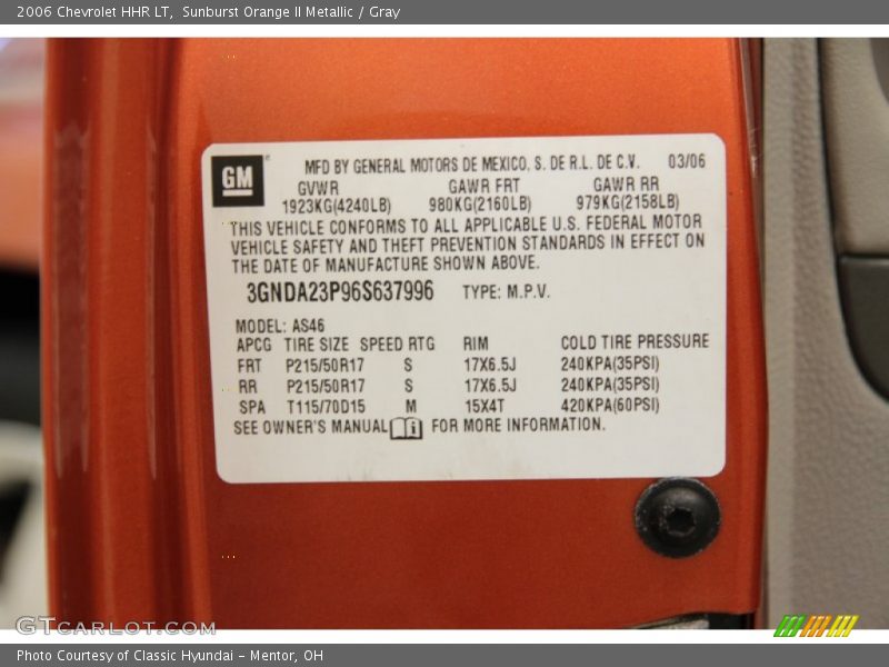 Sunburst Orange II Metallic / Gray 2006 Chevrolet HHR LT